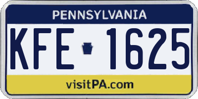 PA license plate KFE1625