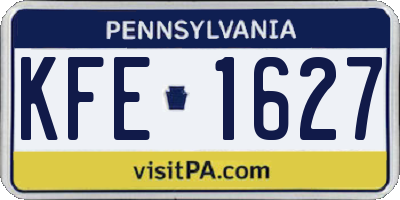 PA license plate KFE1627