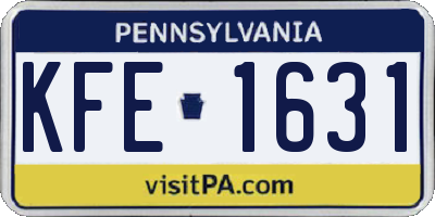 PA license plate KFE1631