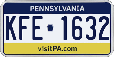 PA license plate KFE1632