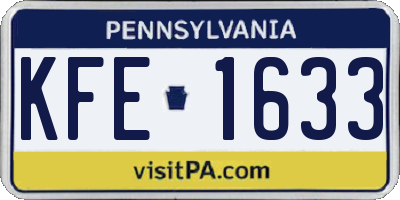 PA license plate KFE1633