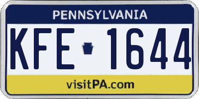 PA license plate KFE1644