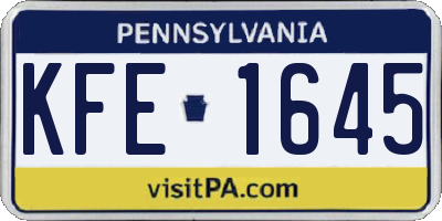 PA license plate KFE1645