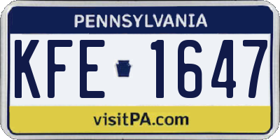 PA license plate KFE1647
