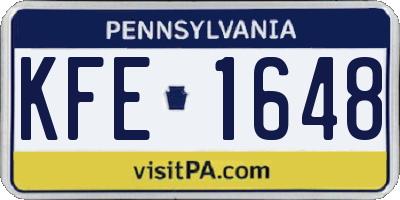 PA license plate KFE1648