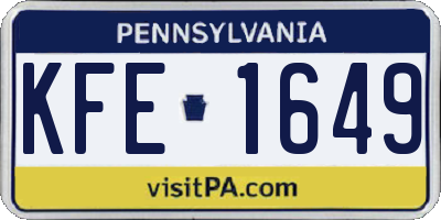 PA license plate KFE1649