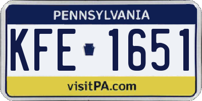 PA license plate KFE1651