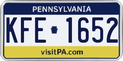 PA license plate KFE1652