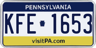 PA license plate KFE1653