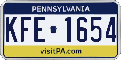 PA license plate KFE1654