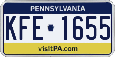 PA license plate KFE1655