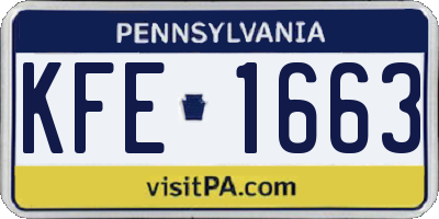 PA license plate KFE1663