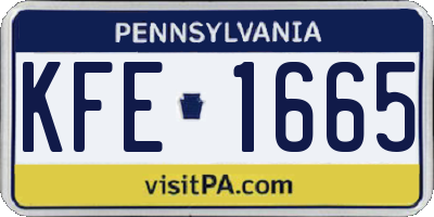 PA license plate KFE1665