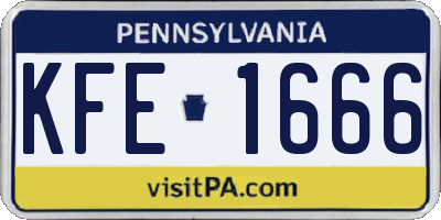 PA license plate KFE1666