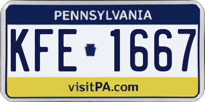 PA license plate KFE1667