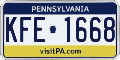 PA license plate KFE1668