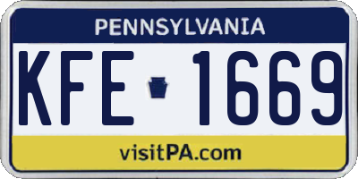 PA license plate KFE1669