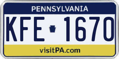 PA license plate KFE1670