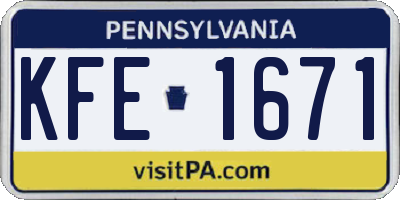 PA license plate KFE1671
