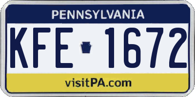 PA license plate KFE1672
