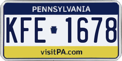 PA license plate KFE1678