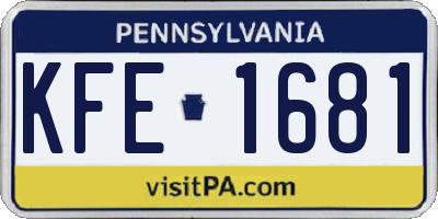 PA license plate KFE1681