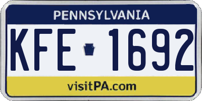 PA license plate KFE1692