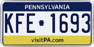 PA license plate KFE1693