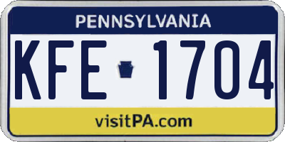 PA license plate KFE1704