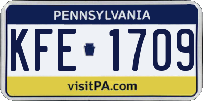 PA license plate KFE1709