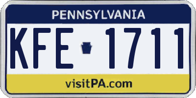 PA license plate KFE1711