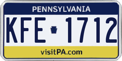 PA license plate KFE1712