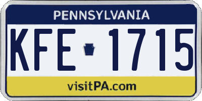 PA license plate KFE1715