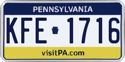 PA license plate KFE1716