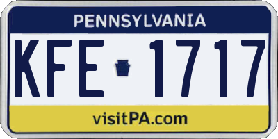 PA license plate KFE1717