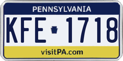 PA license plate KFE1718
