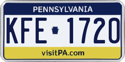 PA license plate KFE1720