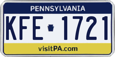 PA license plate KFE1721