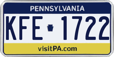 PA license plate KFE1722