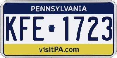 PA license plate KFE1723