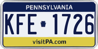 PA license plate KFE1726