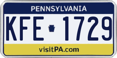 PA license plate KFE1729