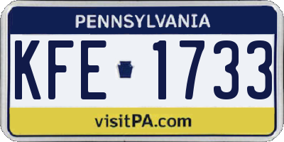 PA license plate KFE1733