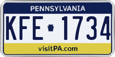 PA license plate KFE1734