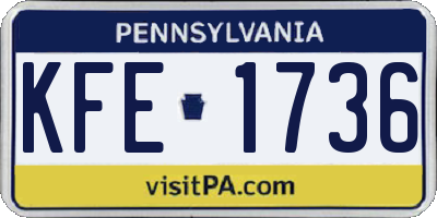 PA license plate KFE1736