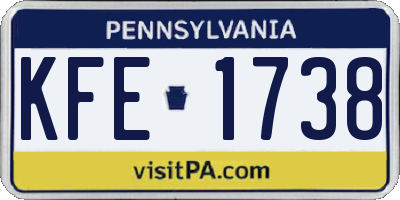 PA license plate KFE1738
