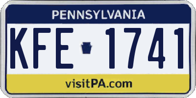PA license plate KFE1741