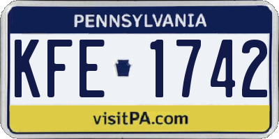 PA license plate KFE1742