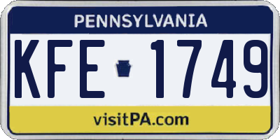 PA license plate KFE1749