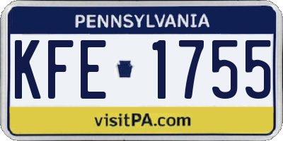 PA license plate KFE1755